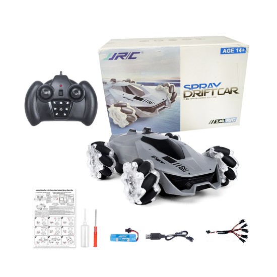 JJRC Spray Drift Car Q92 RC with Remote Control, Dynamic Sound and Night Lighting Tire Effect for Kids Gray